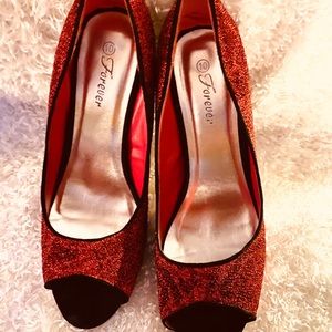 Red Rose Print Forever Brand Heels